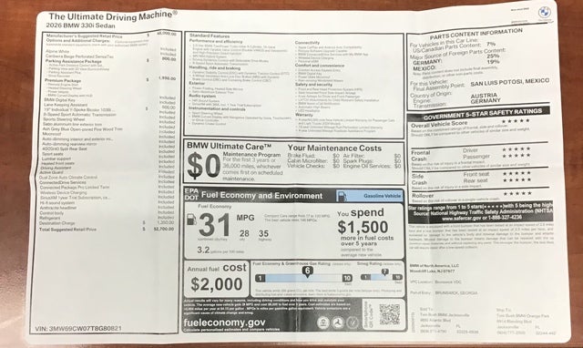 2026 BMW 330i NA 330i NA