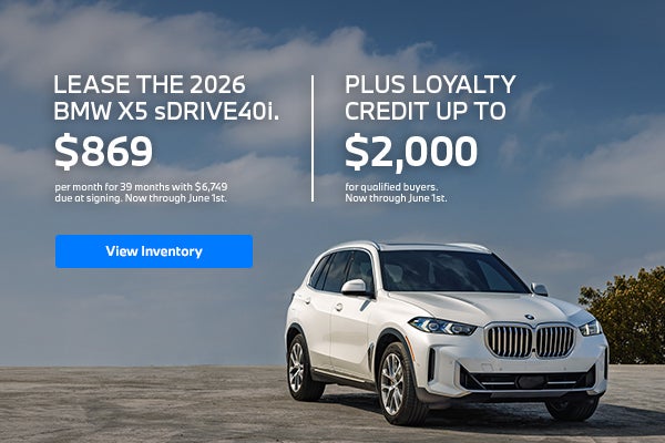 2026 X5 lease starting at $869 per month for 39 months