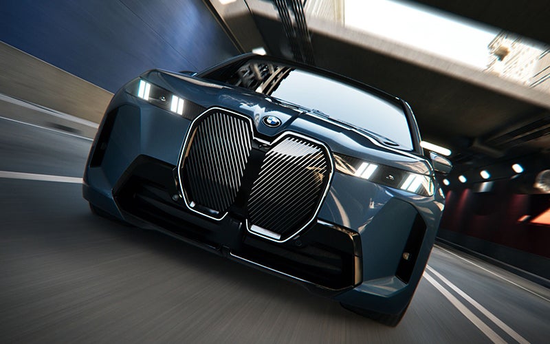 Close up of the BMW iX grille driving. | Tom Bush BMW Orange Park in Jacksonville FL